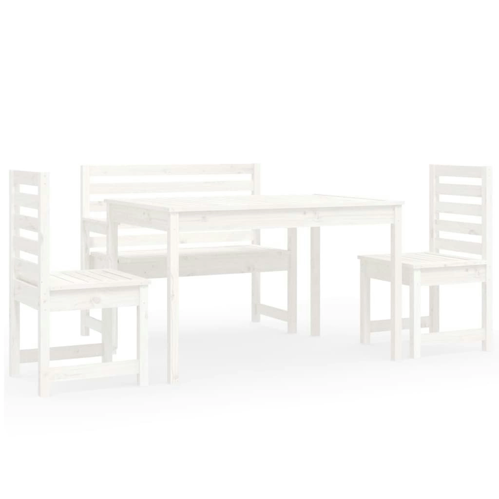 4 Piece Garden Dining Set White Solid Wood Pine 3154690