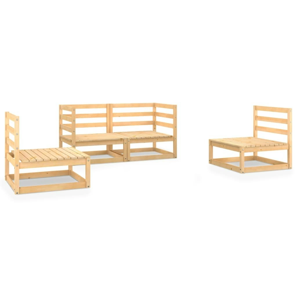 4 Piece Garden Lounge Set Solid Pinewood 3075379