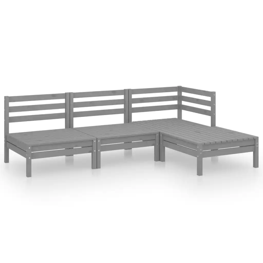 4 Piece Garden Lounge Set Solid Pinewood Grey 3082629