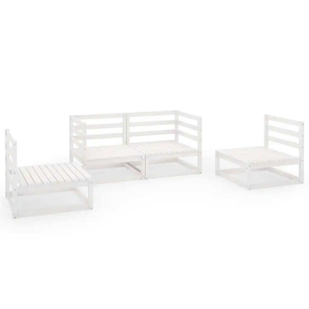 4 Piece Garden Lounge Set White Solid Pinewood 3075380