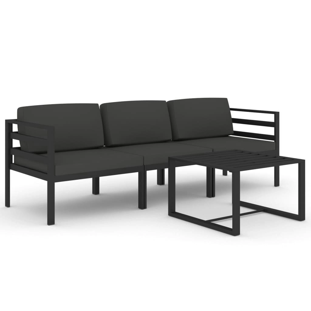 4 Piece Garden Lounge Set with Cushions Aluminium Anthracite 3107776