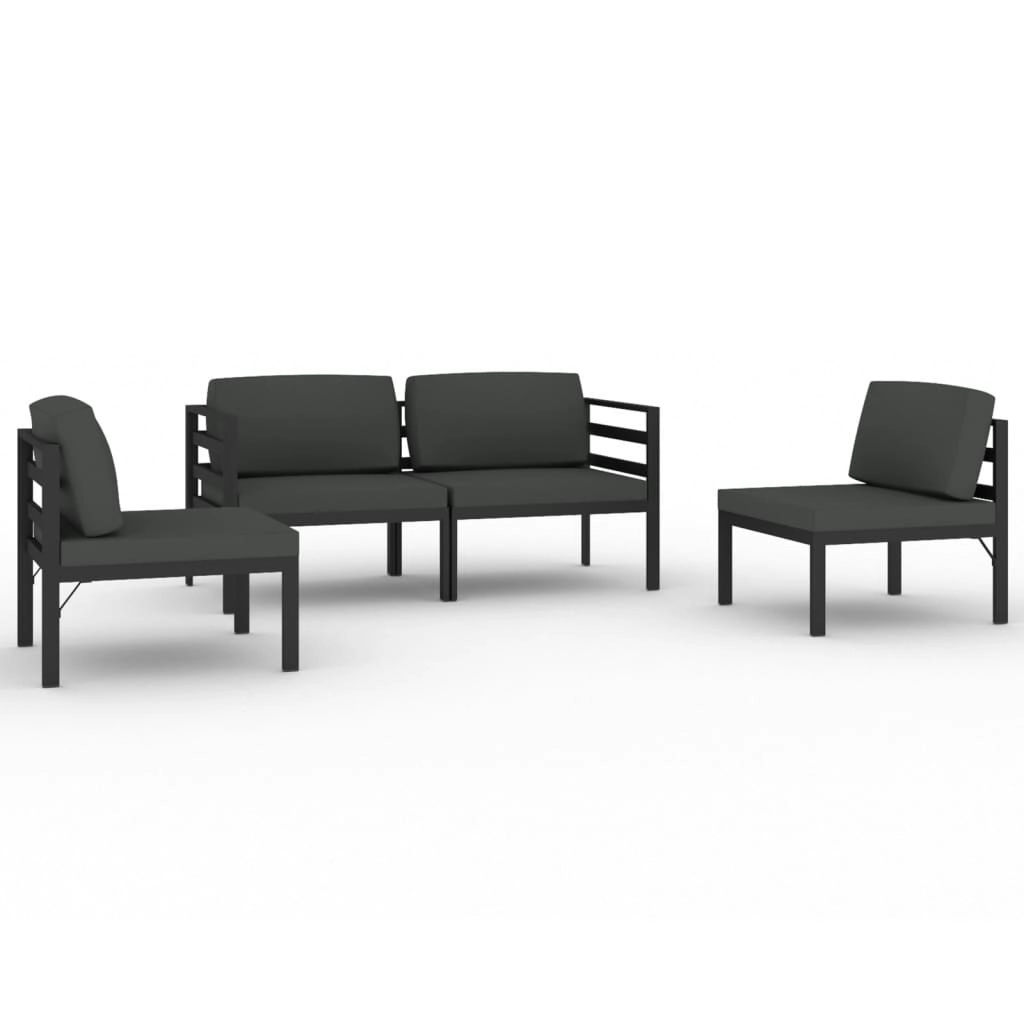 4 Piece Garden Lounge Set with Cushions Aluminium Anthracite 3107787