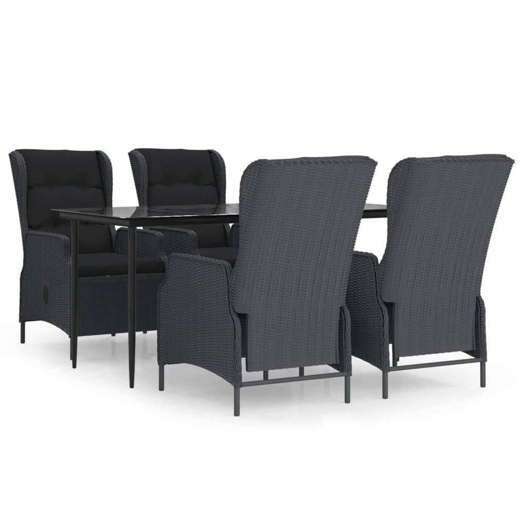 5 Piece Garden Dining Set Dark Grey Poly Rattan 3156802