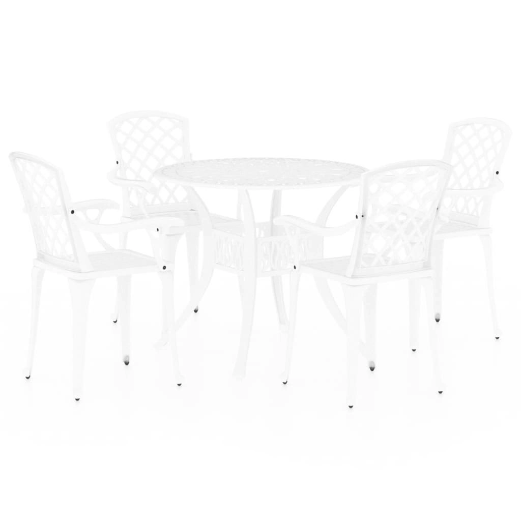 5 Piece Bistro Set Cast Aluminium White 3070612