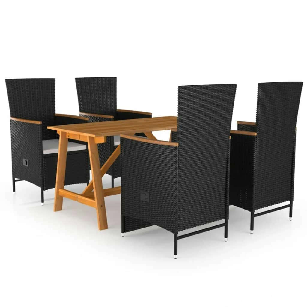 5 Piece Garden Dining Set Black 3068760