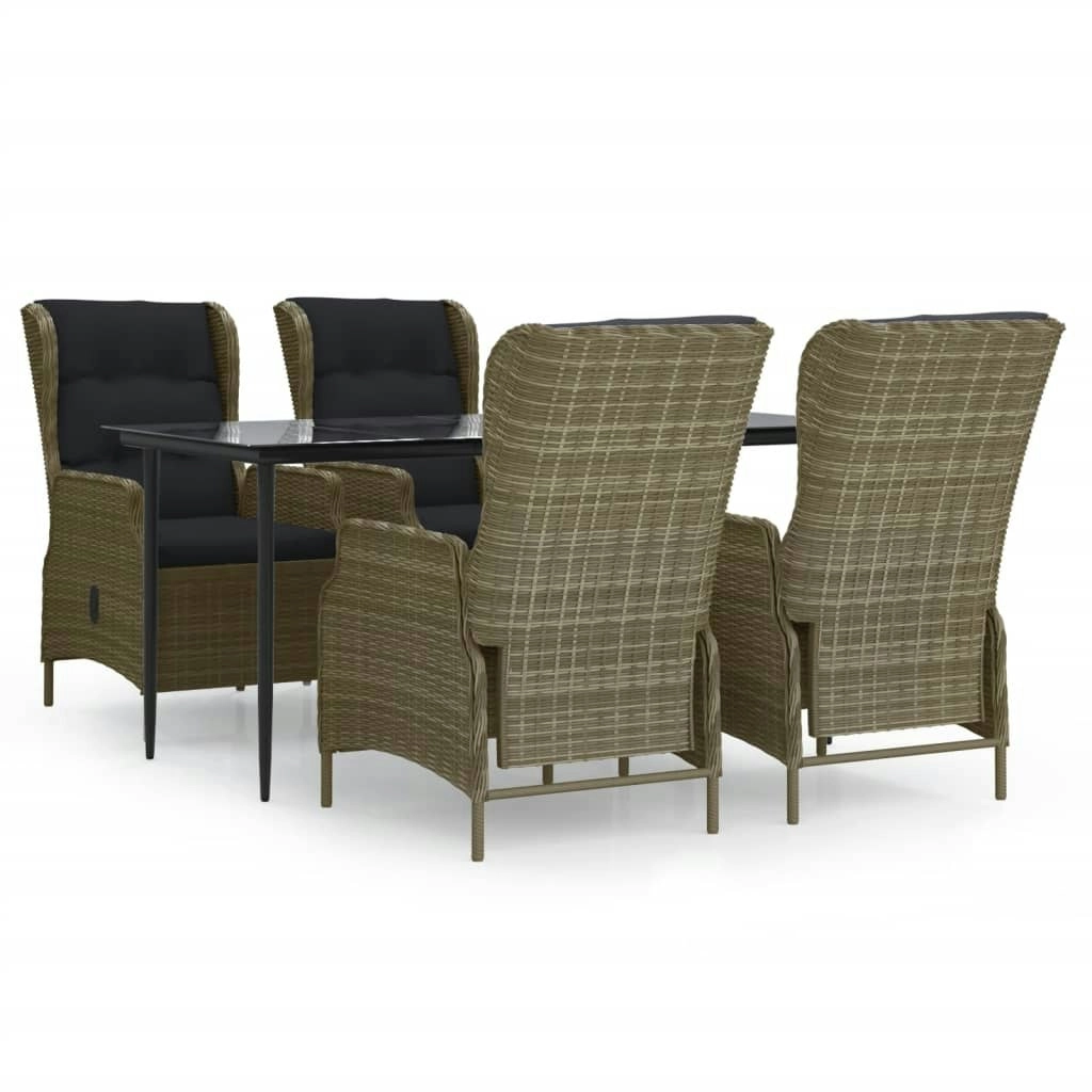 5 Piece Garden Dining Set Brown Poly Rattan 3156810