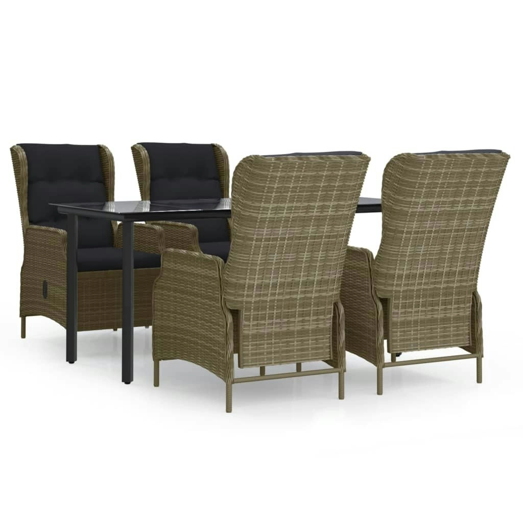 5 Piece Garden Dining Set Brown Poly Rattan 3156798