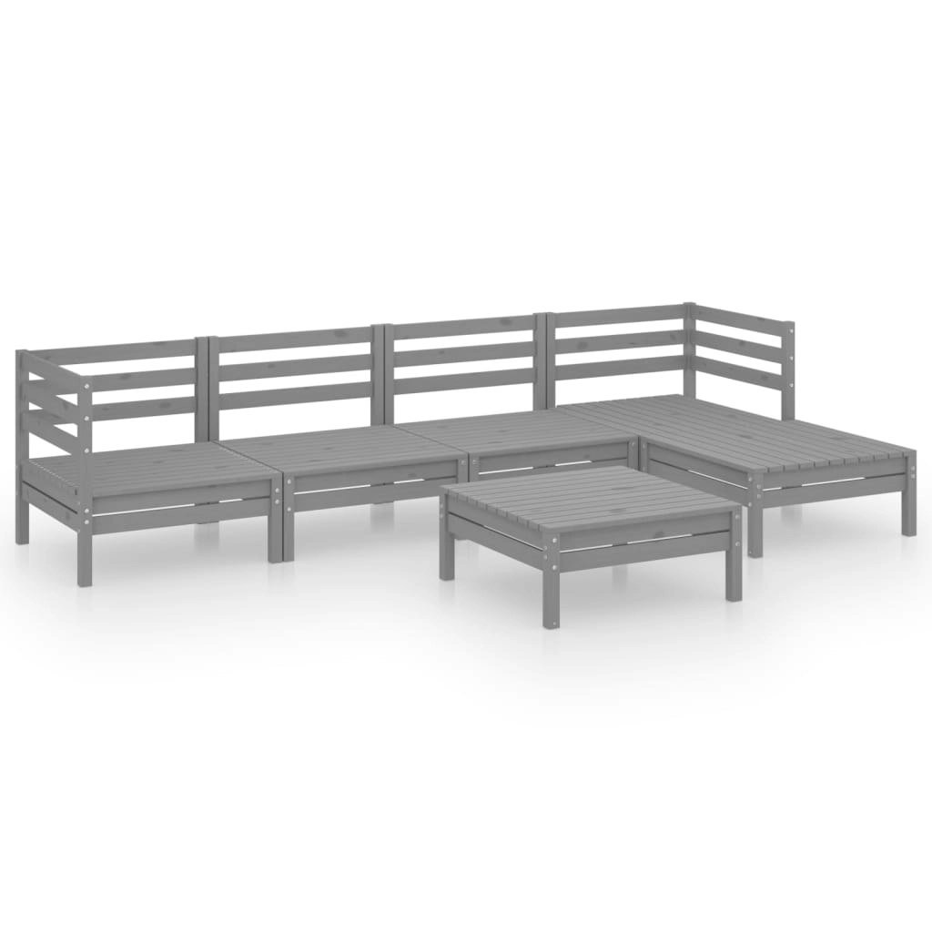 6 Piece Garden Lounge Set Solid Pinewood Grey 3082684