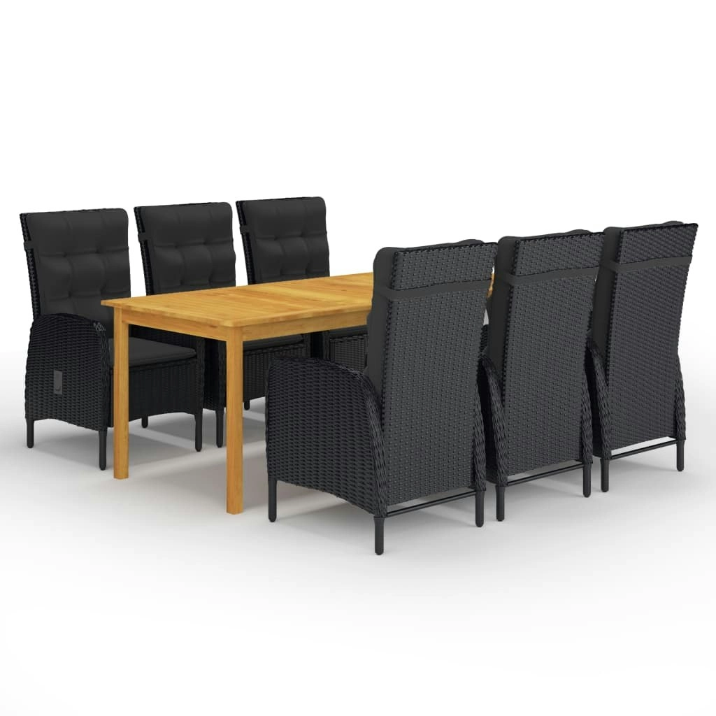 7 Piece Garden Dining Set Black 3067868