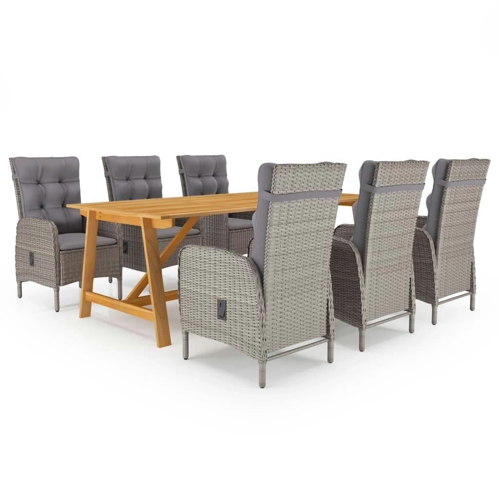 7 Piece Garden Dining Set Grey 3068798