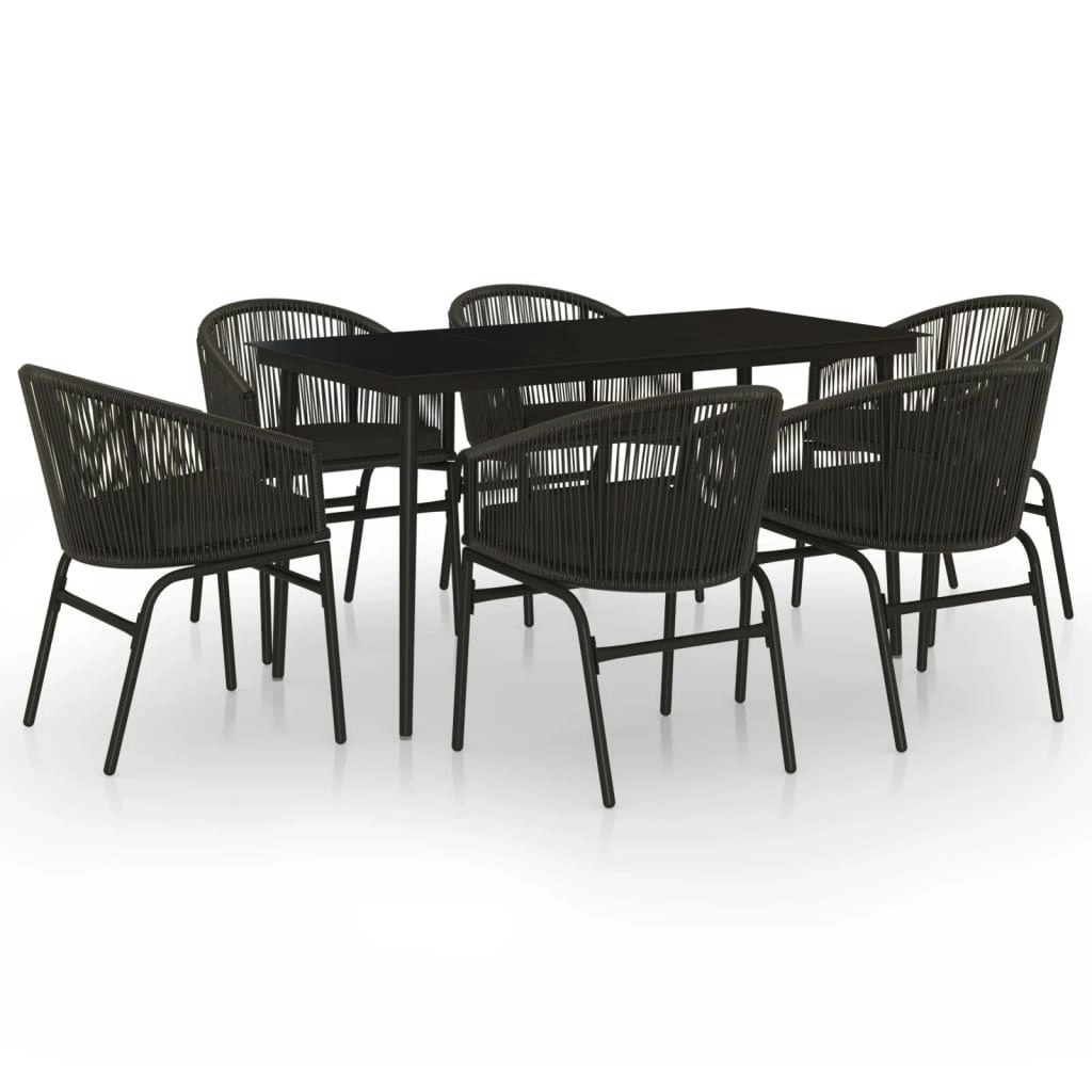 7 Piece Garden Dining Set Black 3099242