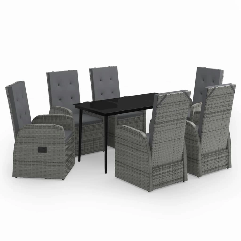 7 Piece Garden Dining Set with Cushions Grey 3099488