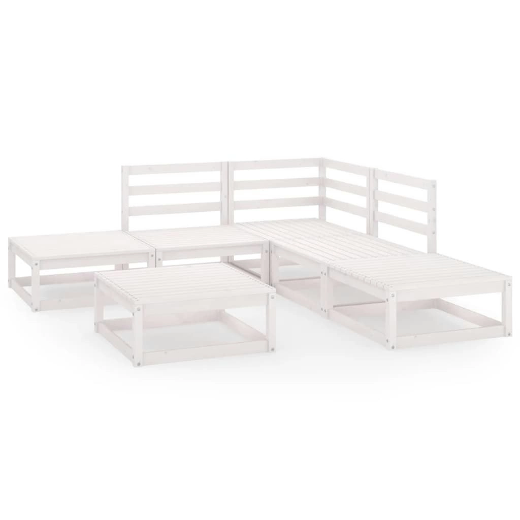 6 Piece Garden Lounge Set White Solid Pinewood 3075500