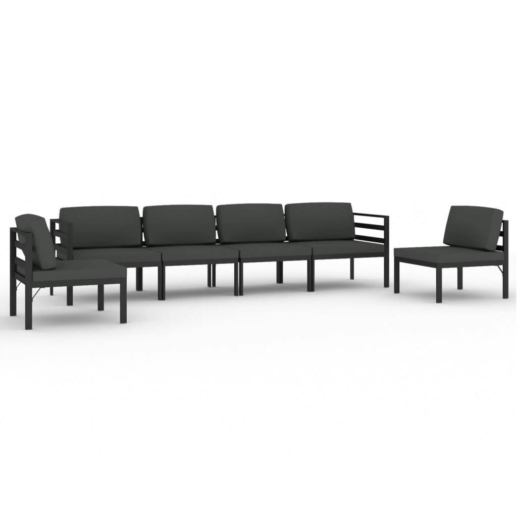 6 Piece Garden Lounge Set with Cushions Aluminium Anthracite 3107793