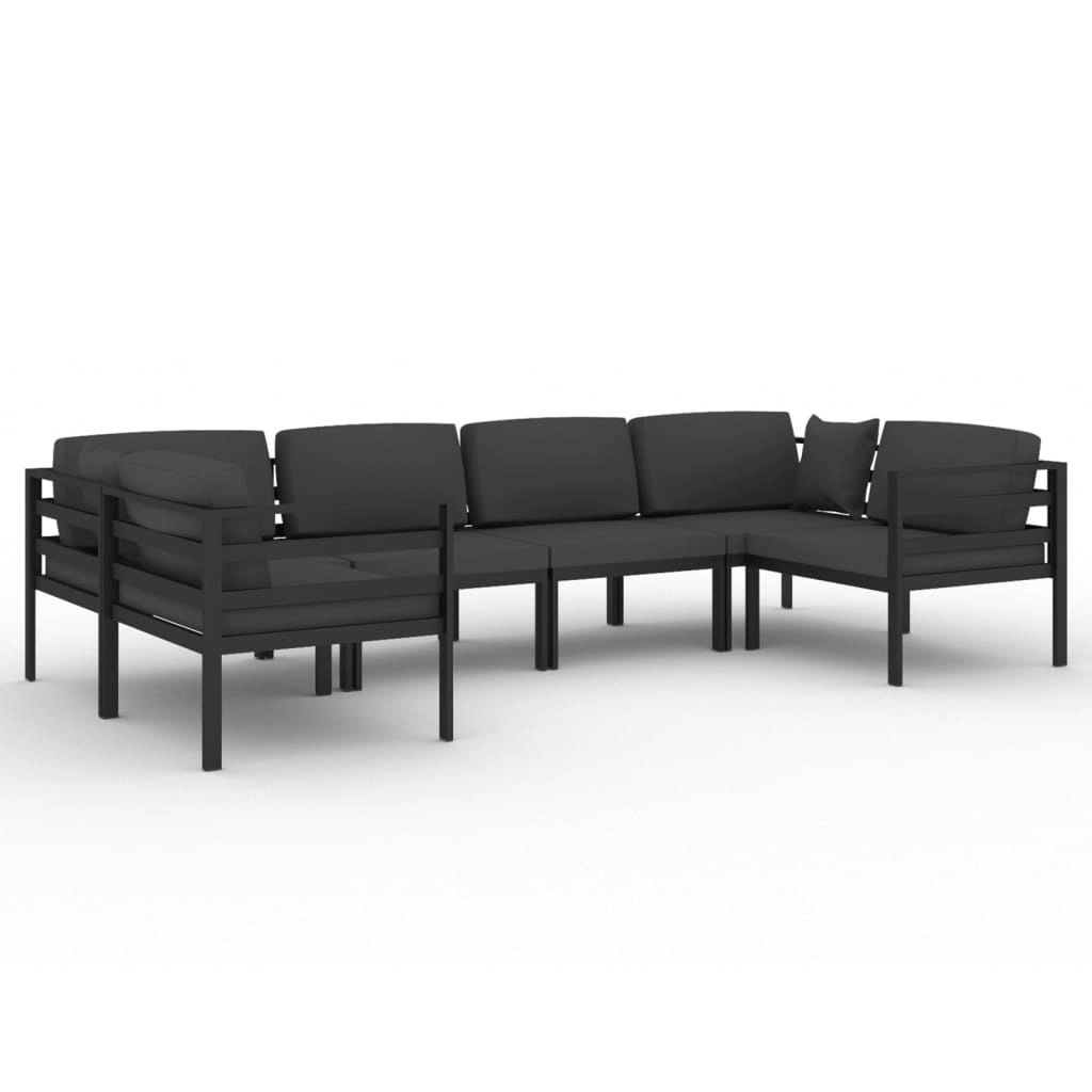 6 Piece Garden Lounge Set with Cushions Aluminium Anthracite 3107811