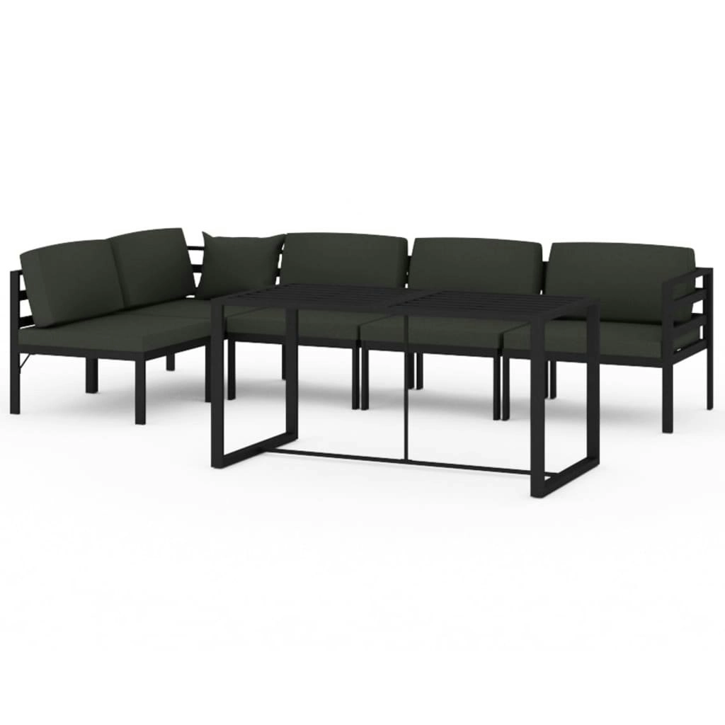 6 Piece Garden Lounge Set with Cushions Aluminium Anthracite 3115916