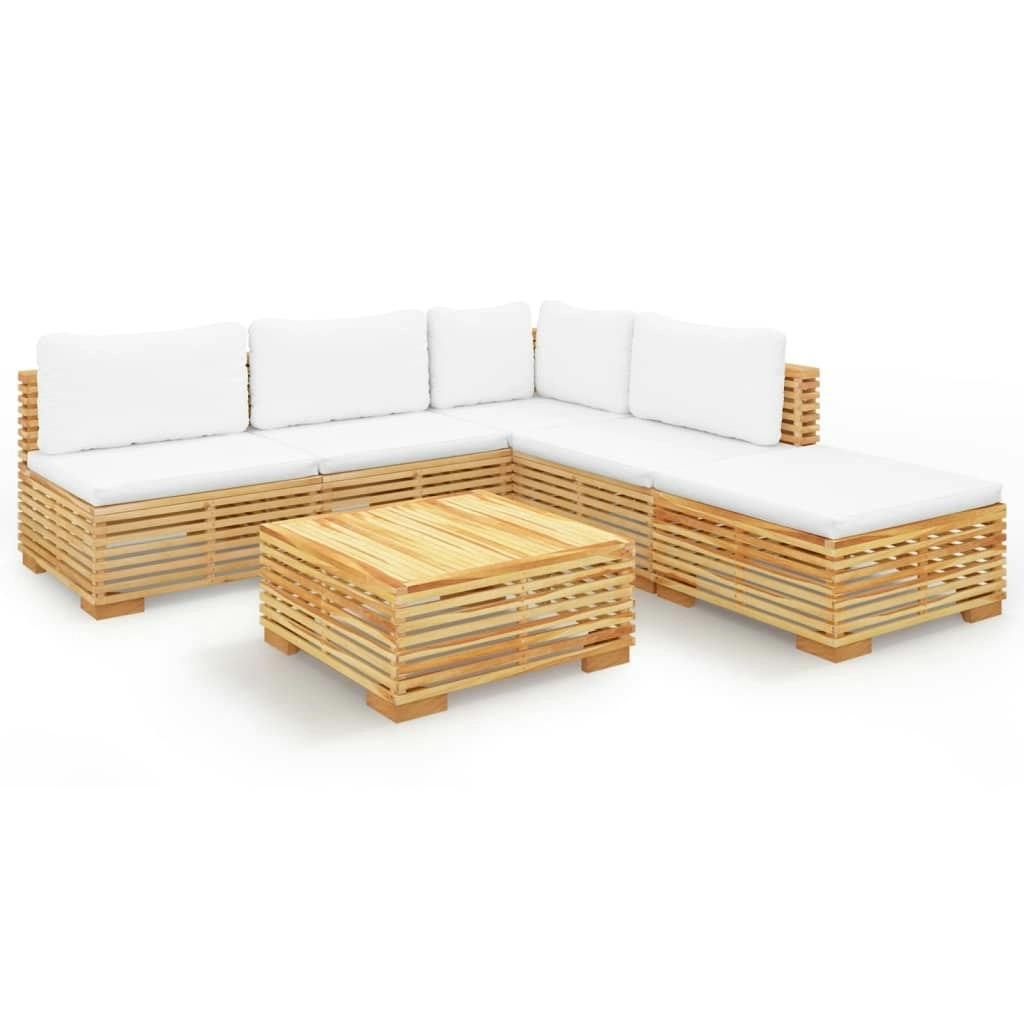 6 Piece Garden Lounge Set with Cushions Solid Teak Wood 3100895