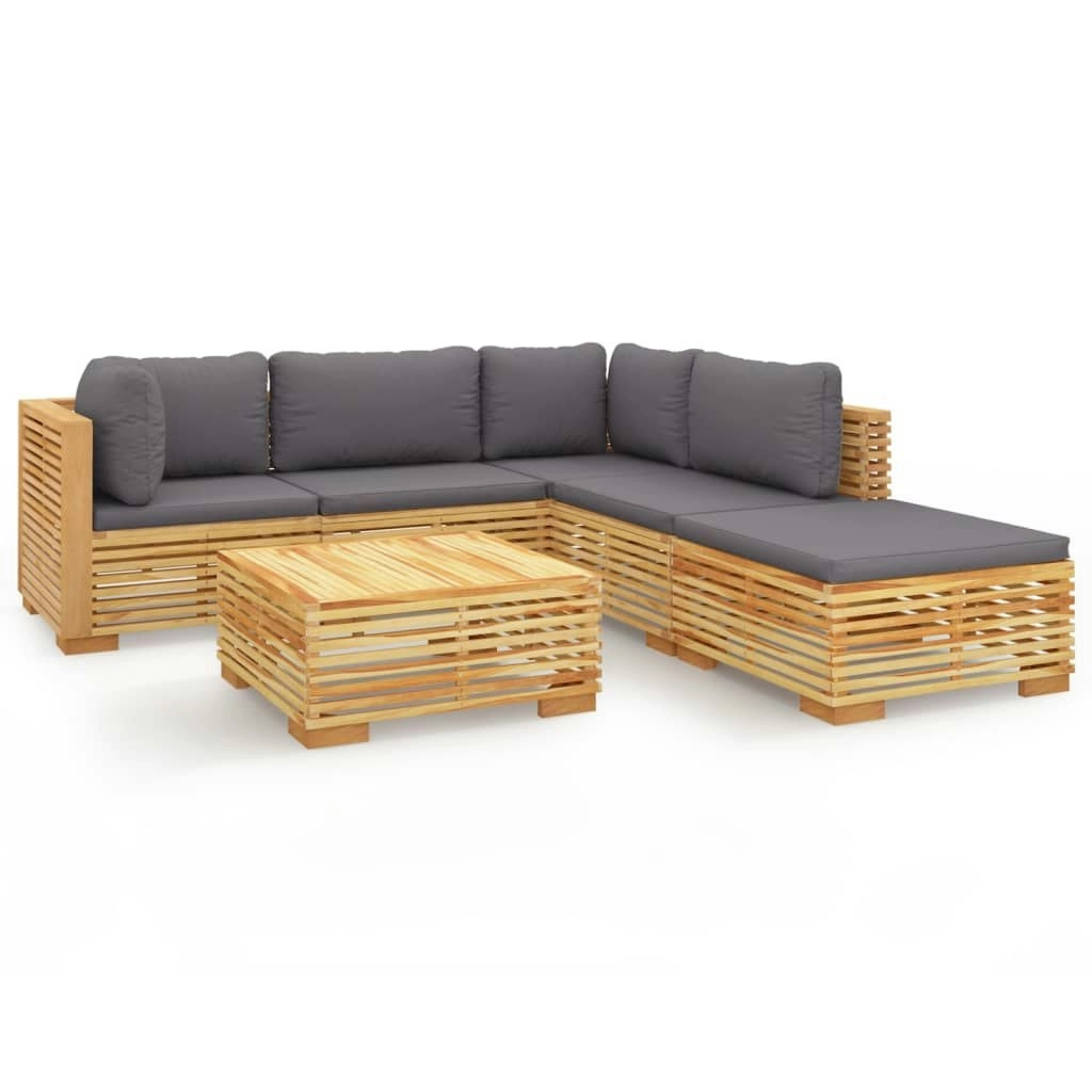 6 Piece Garden Lounge Set with Cushions Solid Wood Teak 3100860