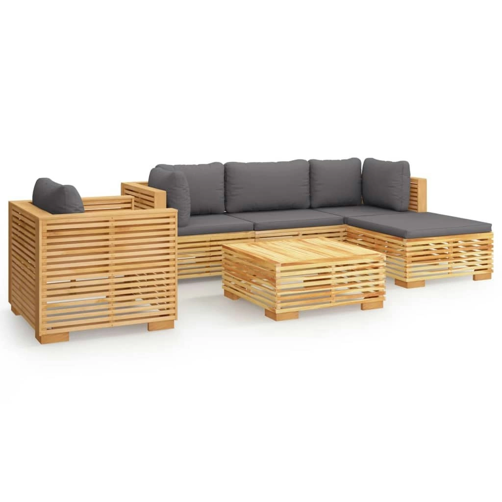 6 Piece Garden Lounge Set with Cushions Solid Wood Teak 3100858