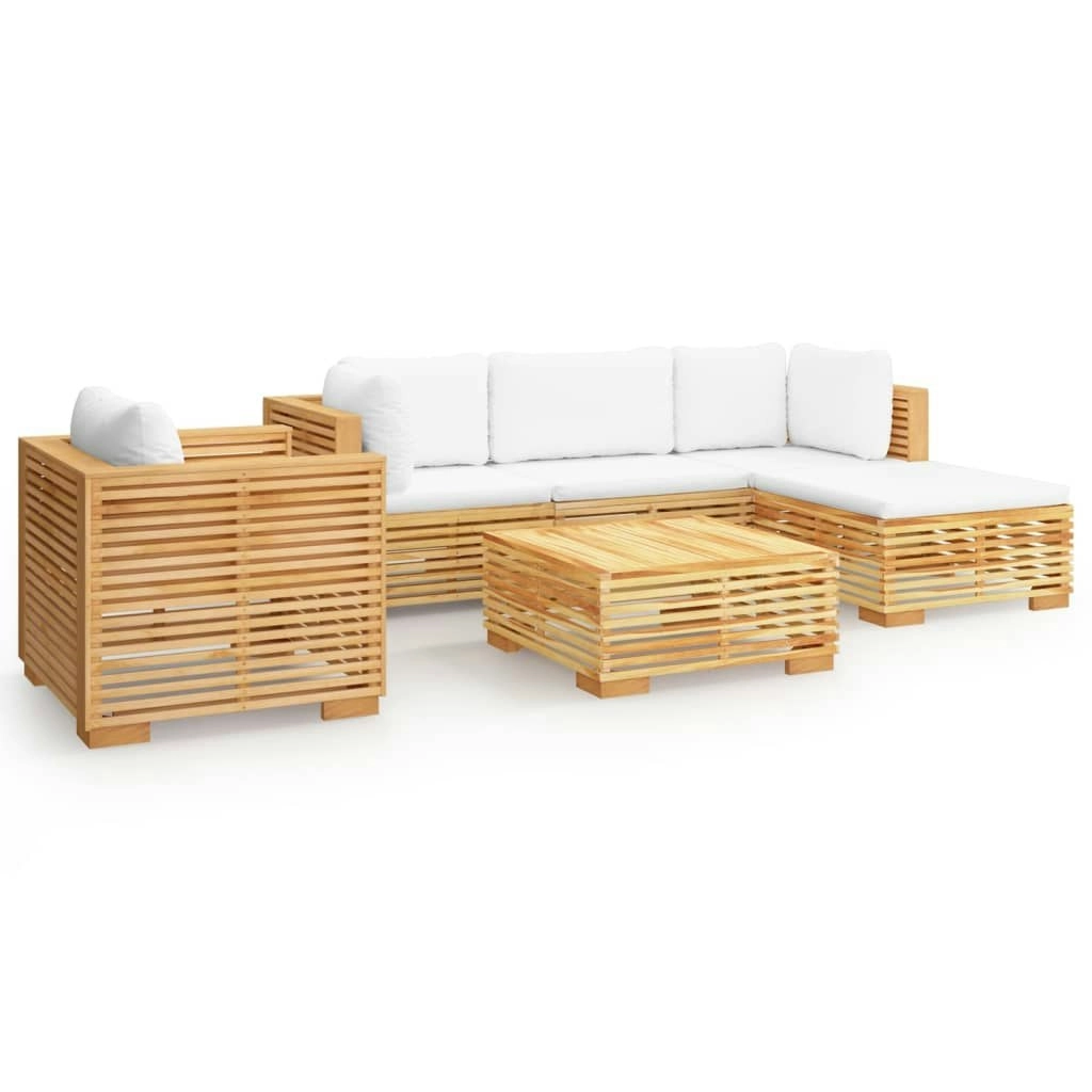 6 Piece Garden Lounge Set with Cushions Solid Wood Teak 3100857