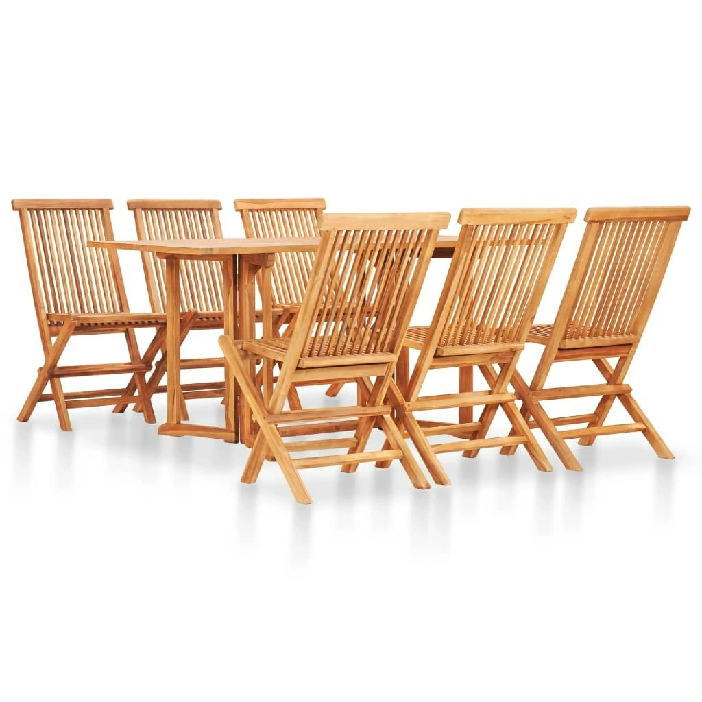 7 Piece Folding Outdoor Dining Set Solid Teak Wood 49001