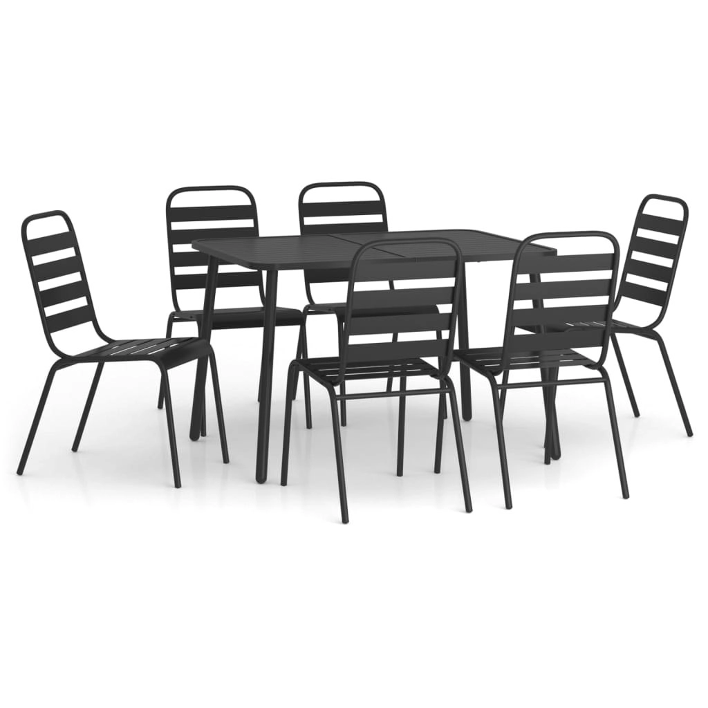 7 Piece Garden Dining Set Anthracite Steel 3187992