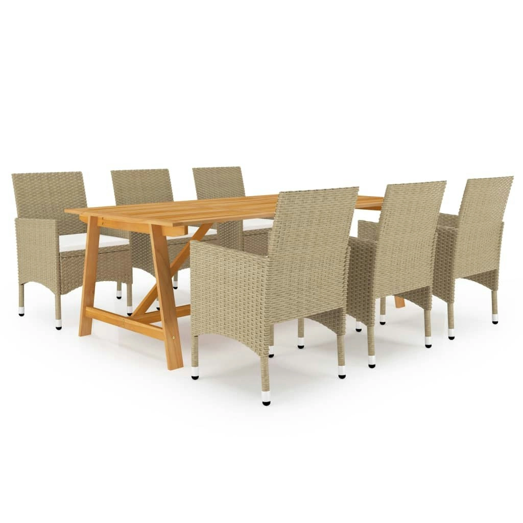 7 Piece Garden Dining Set Beige 3068794