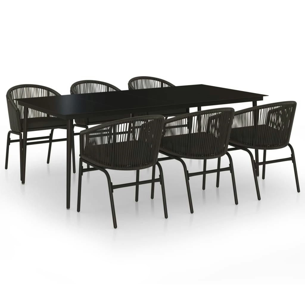 7 Piece Garden Dining Set Black 3099243