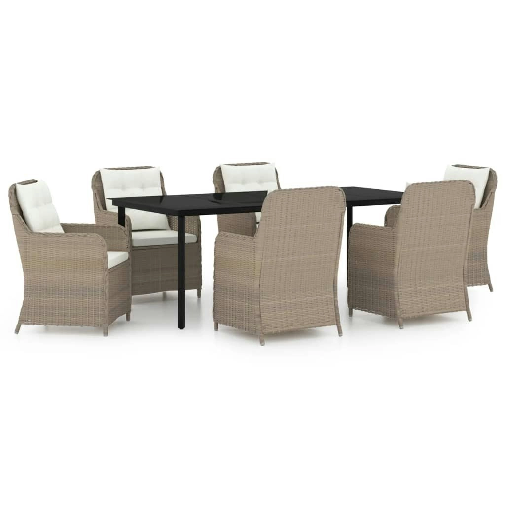 7 Piece Garden Dining Set Brown 3099557