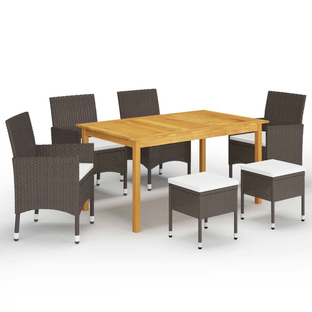 7 Piece Garden Dining Set Brown 3067780