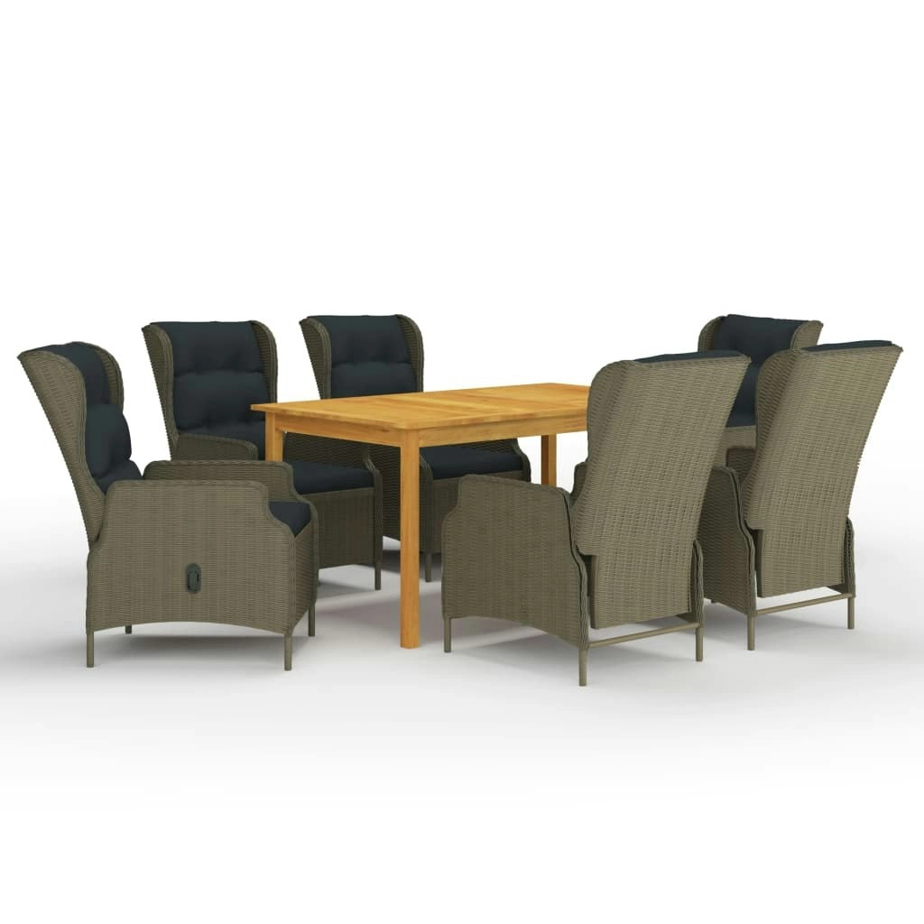 7 Piece Garden Dining Set Brown 3067843