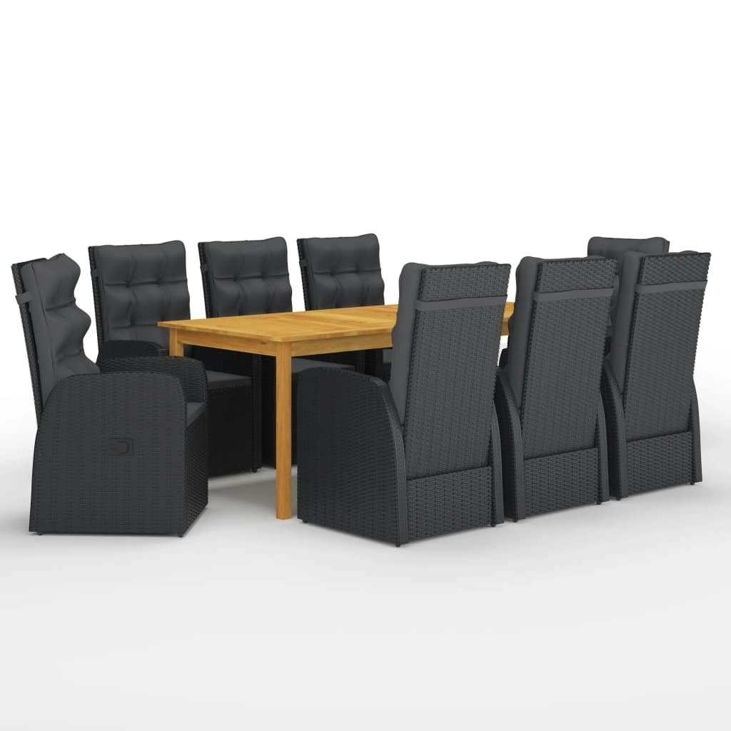 9 Piece Garden Dining Set Black 3067905