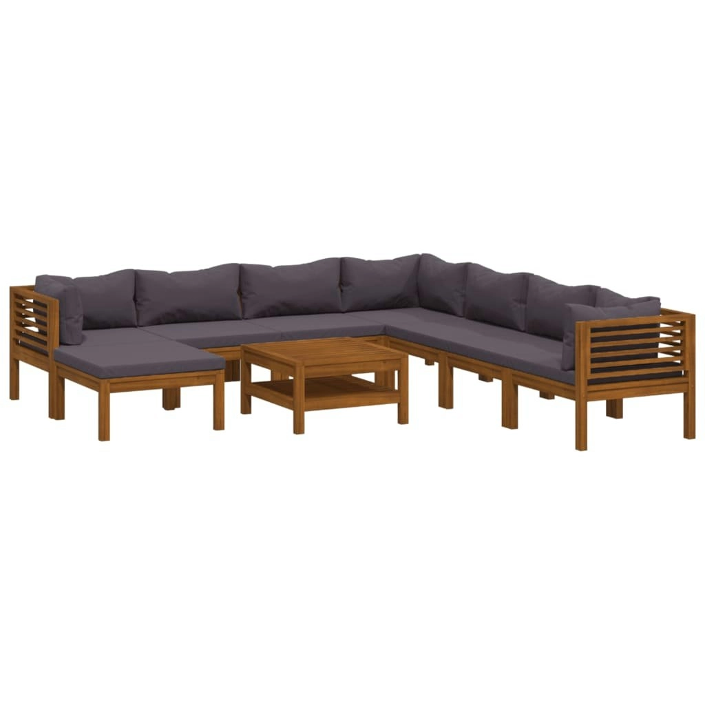 9 Piece Garden Lounge Set with Cushion Solid Acacia Wood 3086913