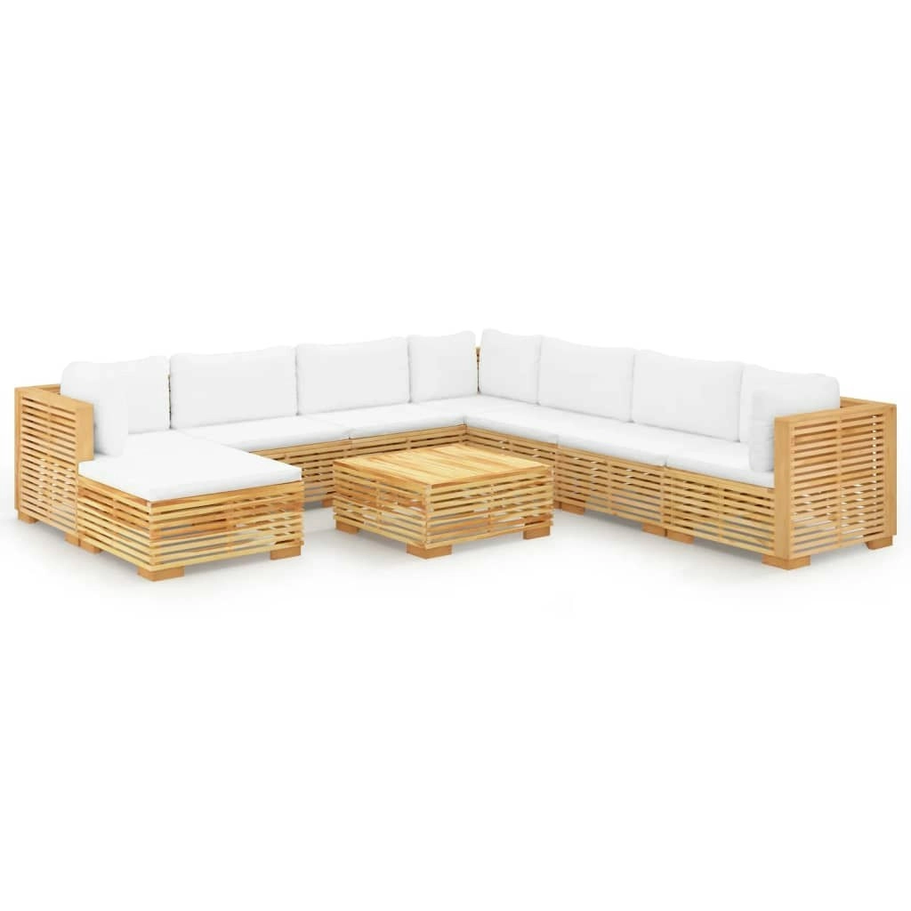 9 Piece Garden Lounge Set with Cushions Solid Teak Wood 3100889