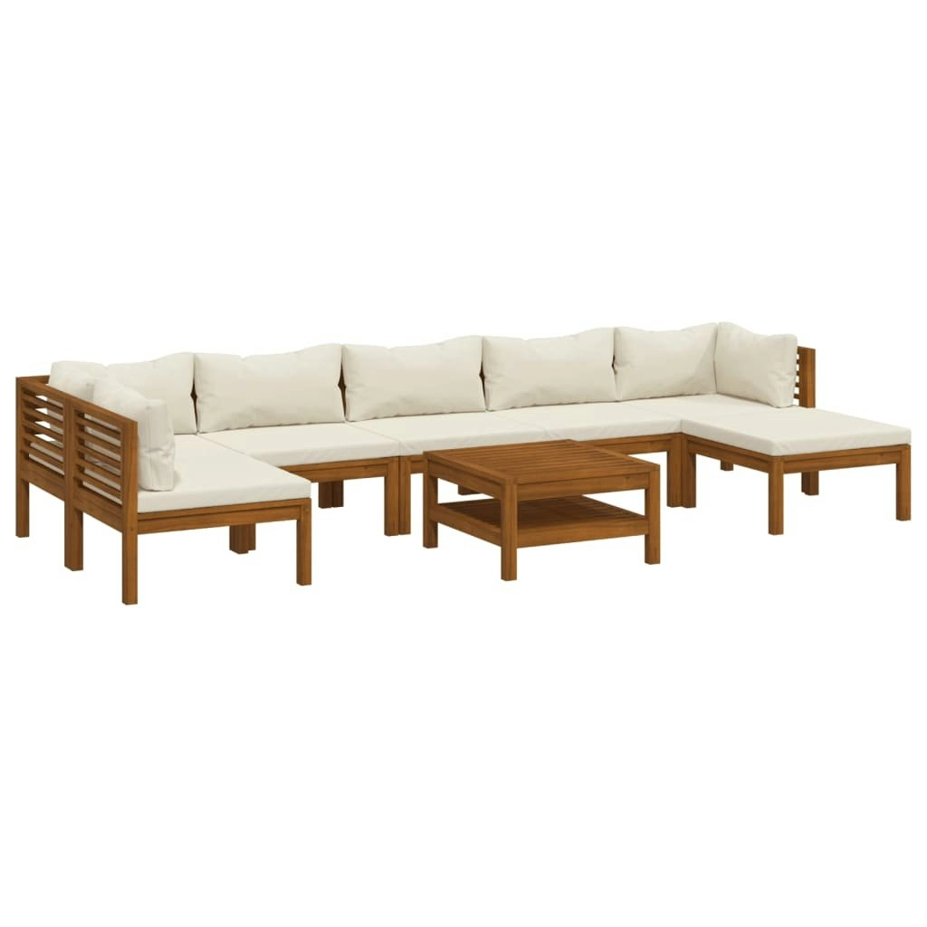 8 Piece Garden Lounge Set with Cream Cushion Solid Acacia Wood 3086955