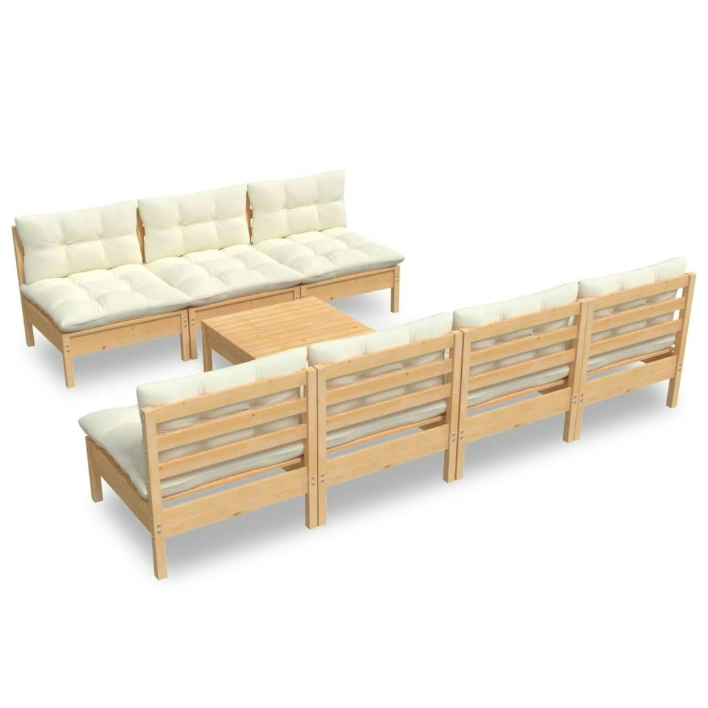 8 Piece Garden Lounge Set with Cream Cushions Pinewood 3096136