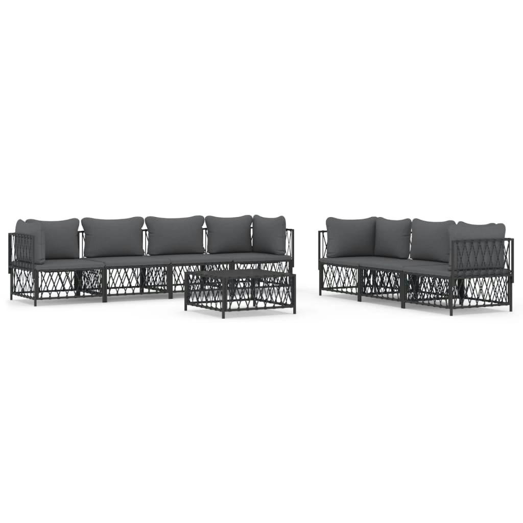 8 Piece Garden Lounge Set with Cushions Anthracite Steel 3186829