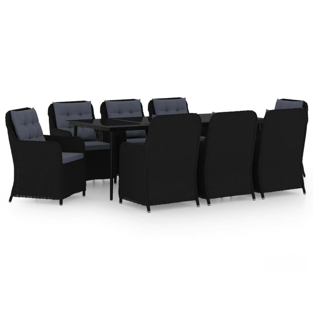 9 Piece Garden Dining Set Black 3099576