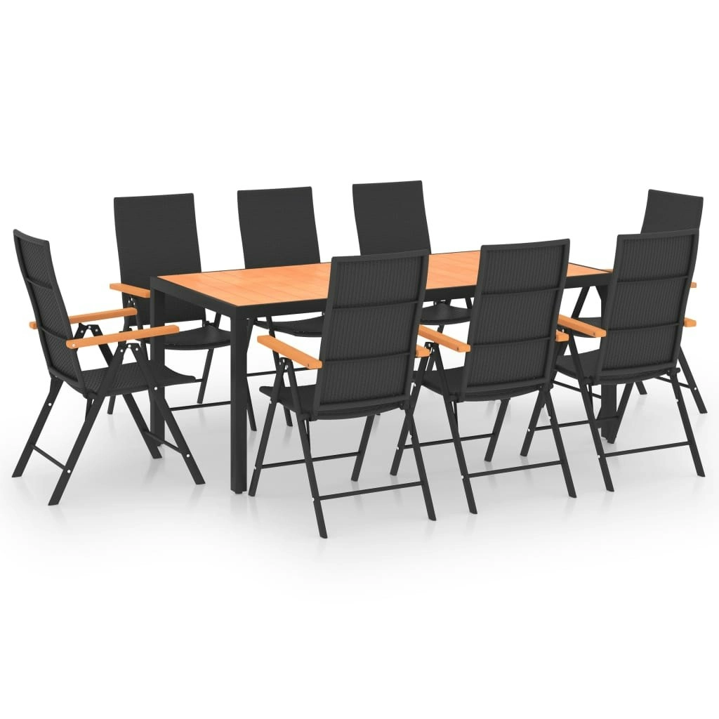 9 Piece Garden Dining Set Black and Brown 3060081