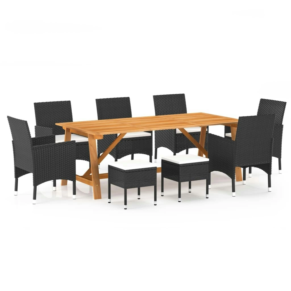 9 Piece Garden Dining Set Black 3068800