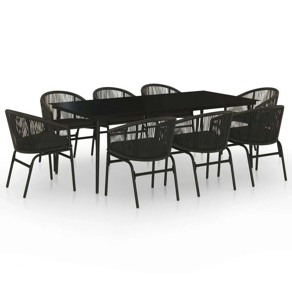 9 Piece Garden Dining Set Black 3099244