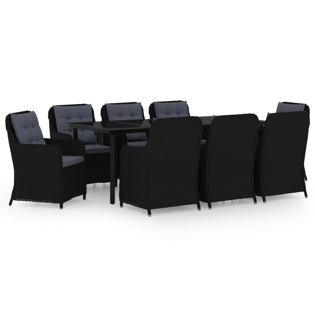 9 Piece Garden Dining Set Black 3099564