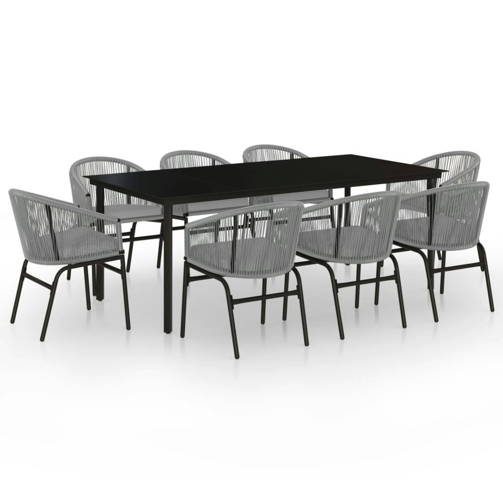 9 Piece Garden Dining Set Grey 3099238