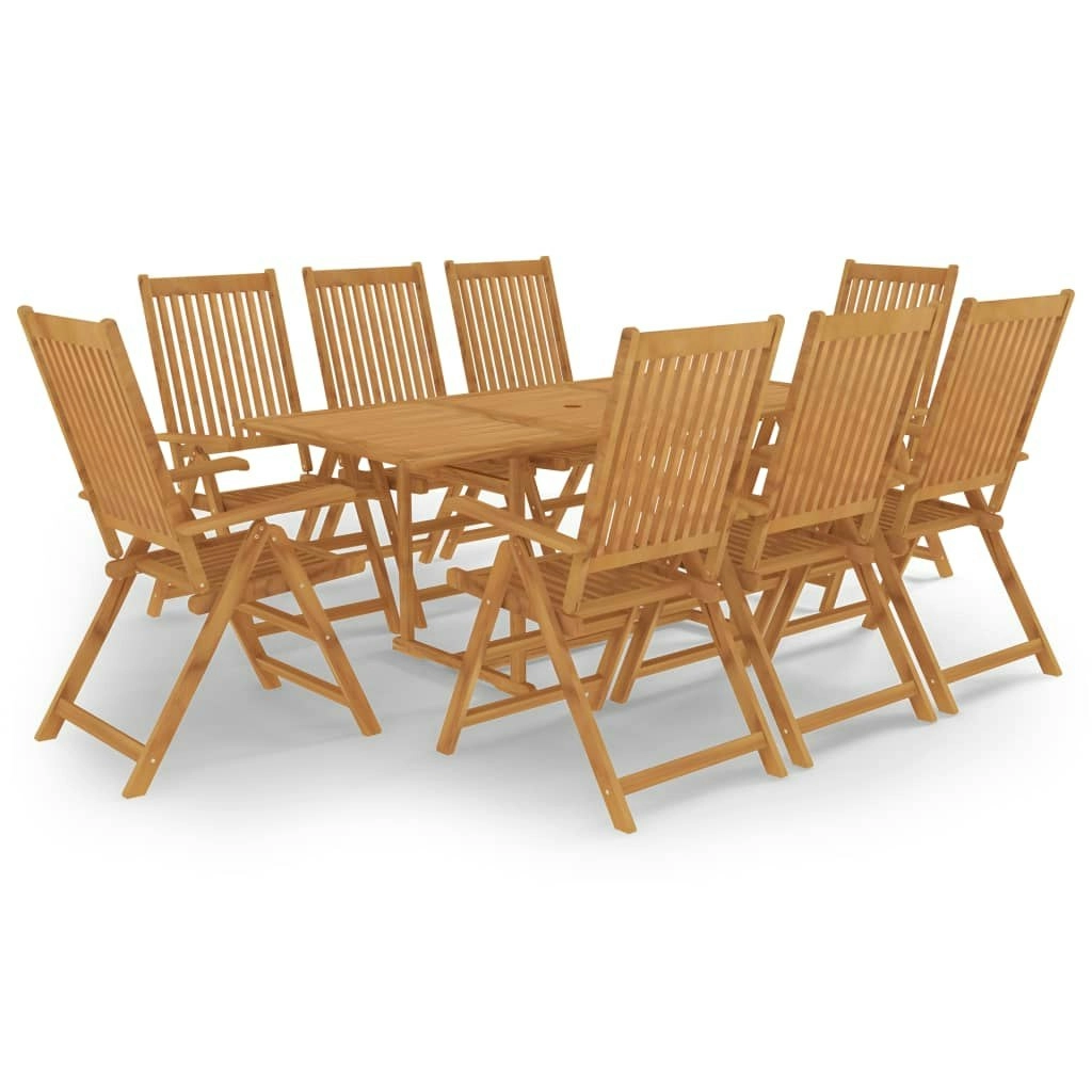 9 Piece Garden Dining Set Solid Teak Wood 3059566