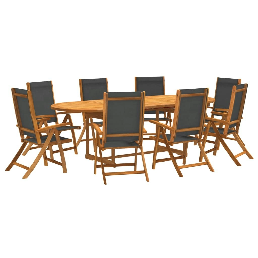 9 Piece Garden Dining Set Solid Wood Acacia and Textilene 3279263