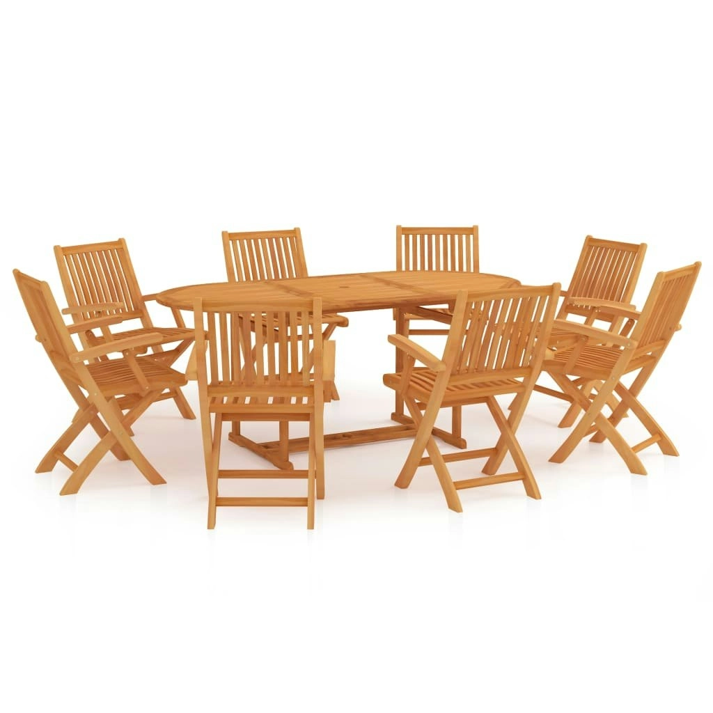 9 Piece Garden Dining Set Solid Teak Wood 3059562