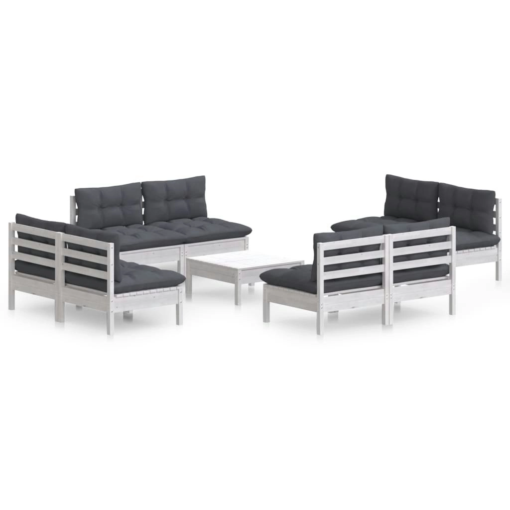 9 Piece Garden Lounge Set with Anthracite Cushions Pinewood 3096047