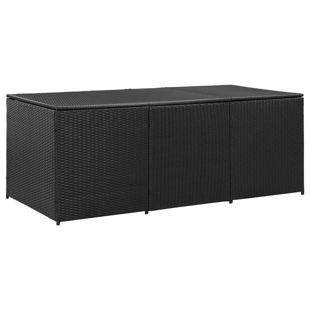 Garden Storage Box Poly Rattan 180x90x70 cm Black 46477