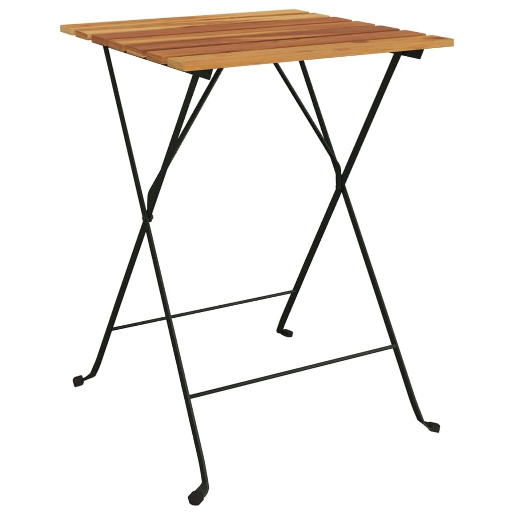 Folding Bistro Table 55x54x71 cm Solid Wood Teak and Steel 319978