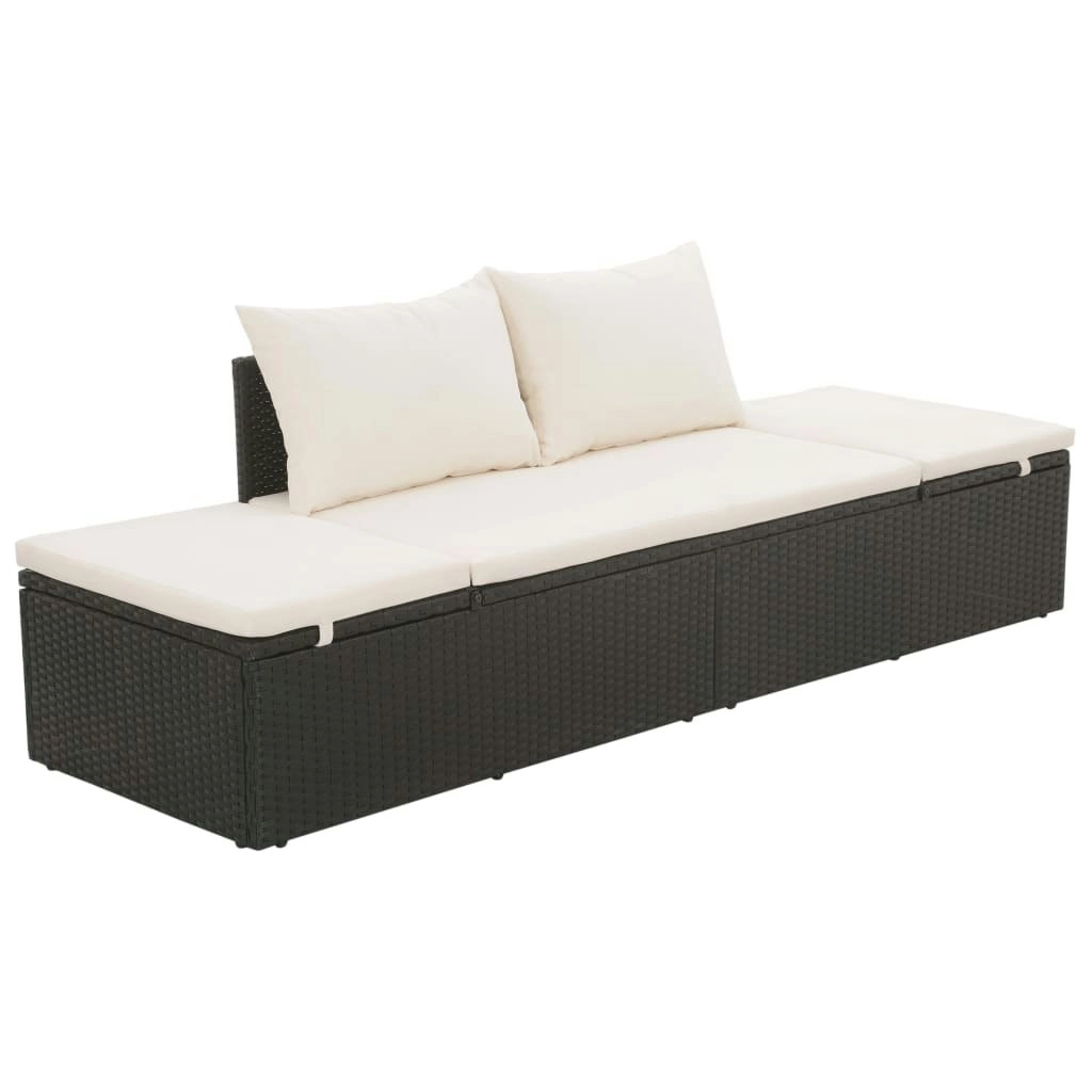 Garden Bed Black 195x60 cm Poly Rattan 43953